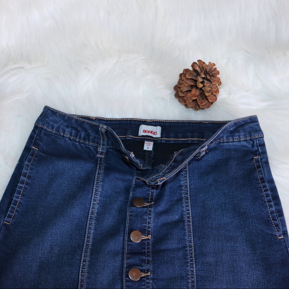 BONGO Dark Wash Button Up Skirt - Picture 4 of 5
